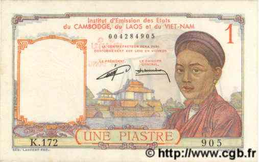 1 Piastre FRENCH INDOCHINA  1952 P.092 UNC-
