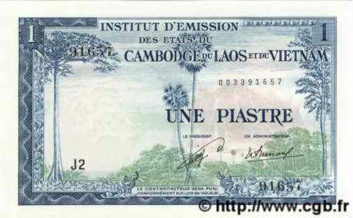 1 Piastre - 1 Kip FRENCH INDOCHINA  1954 P.100 UNC