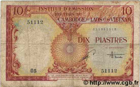 10 Piastres - 10 Dong INDOCHINA  1953 P.107 RC
