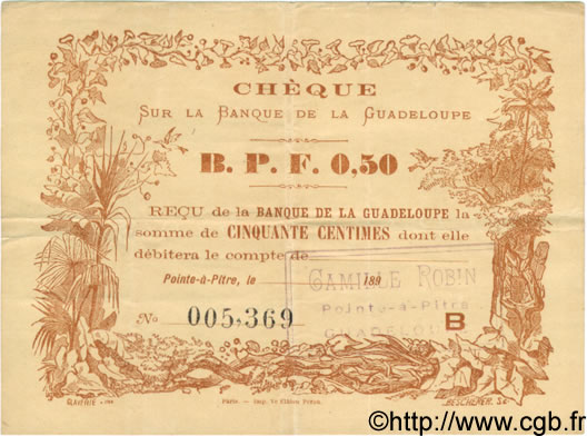 0,50 Franc  GUADELOUPE  1890 P.20B TTB+