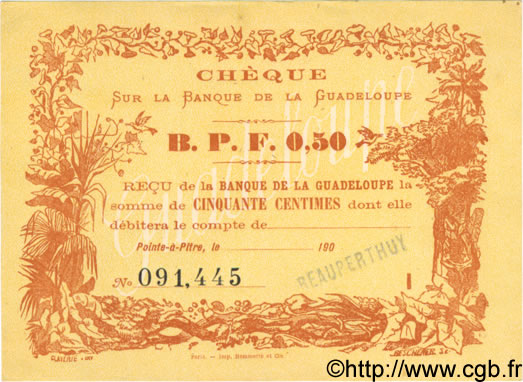 0,50 Franc GUADELOUPE  1900 P.20B fST+