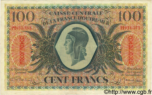 100 Francs GUADELOUPE  1944 P.29a VF