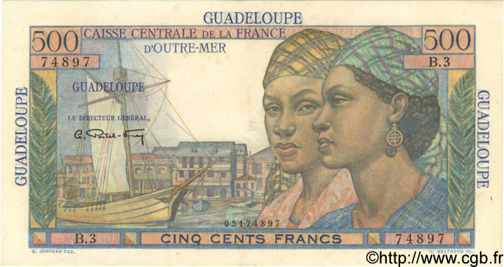 500 Francs Pointe à Pitre GUADELOUPE  1946 P.36 fST