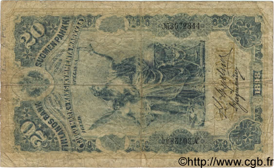 20 Markkaa FINLANDIA  1898 P.005 q.MB