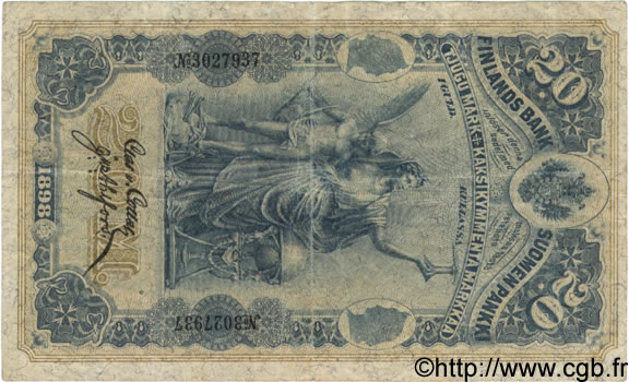 20 Markkaa FINLANDIA  1898 P.005 q.BB