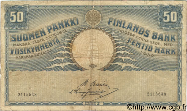 50 Markkaa FINLAND  1909 P.012a F