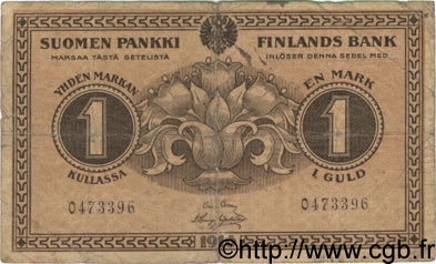1 Markka FINLANDIA  1916 P.019 B