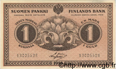 1 Markka FINLAND  1916 P.019 XF