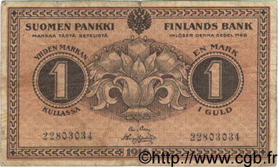 1 Markka FINNLAND  1916 P.019G S