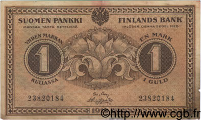 1 Markka FINLAND  1916 P.019G F