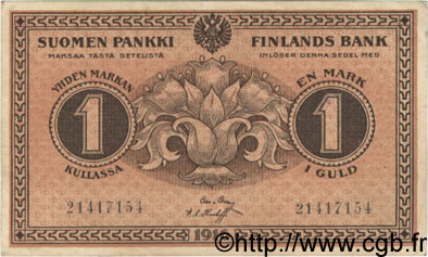 1 Markka FINLAND  1916 P.019G VF+