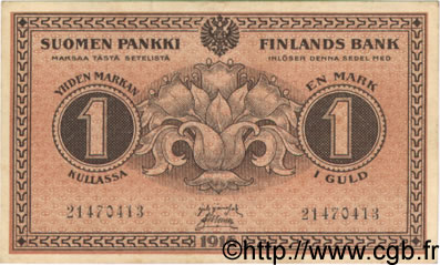 1 Markka FINLAND  1916 P.019G XF