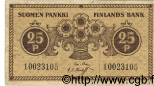 25 Pennia FINLAND  1918 P.033 VF
