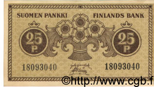 25 Pennia FINLAND  1918 P.033 VF+
