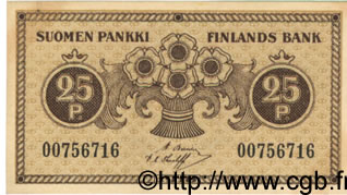 25 Pennia FINLANDIA  1918 P.033 SC+