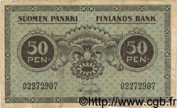 50 Pennia FINLAND  1918 P.034 F