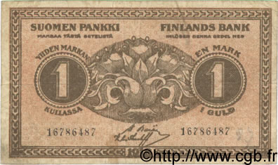 1 Markka Faux FINLAND  1918 P.035 F+