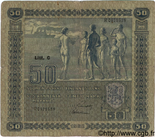 50 Markkaa FINLANDIA  1922 P.064a BC