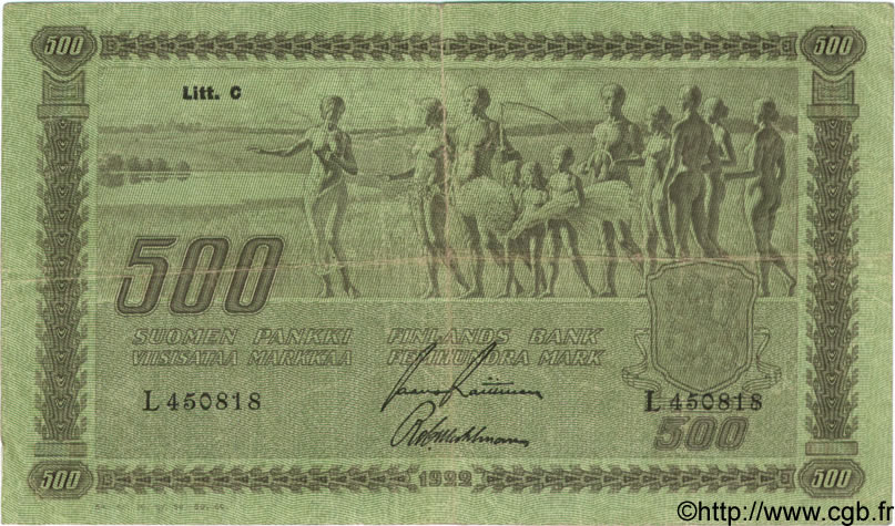 500 Markkaa FINLANDIA  1922 P.066a MB
