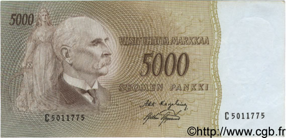 5000 Markkaa FINLAND  1955 P.094a XF+