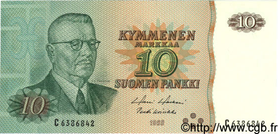 10 Markkaa FINNLAND  1980 P.111 ST