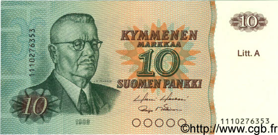 10 Markkaa FINLAND  1980 P.112 UNC