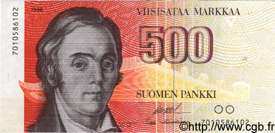 500 Markkaa FINLANDIA  1986 P.116 EBC+