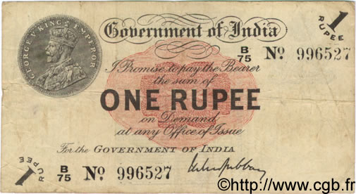 1 Rupee INDIA  1917 P.001g F