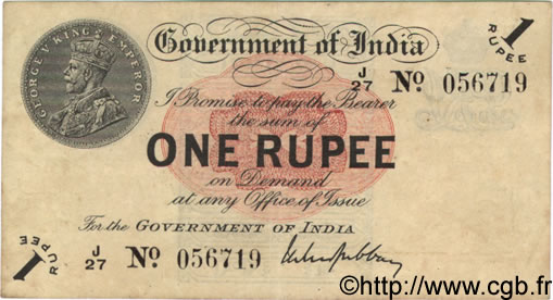 1 Rupee INDIA  1917 P.001g VF