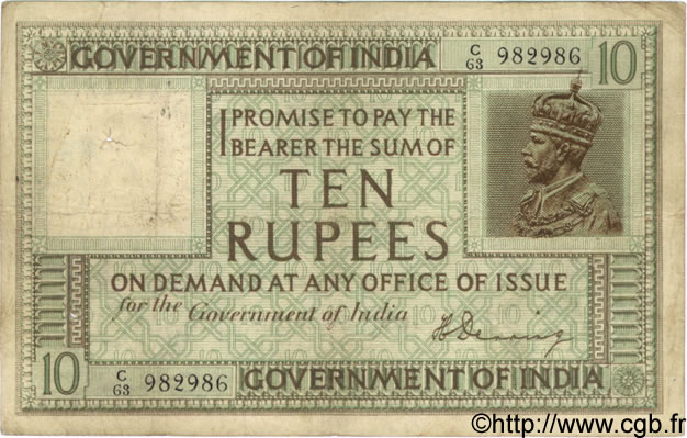 10 Rupees INDIEN
  1917 P.006 S