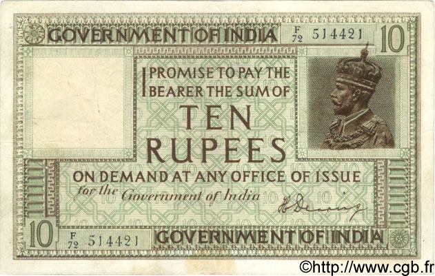 10 Rupees INDIA
  1917 P.006 BB