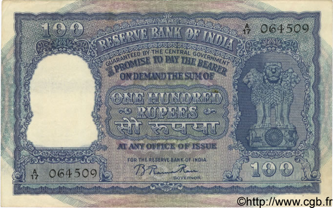 100 Rupees INDIA
  1949 P.042a BB to SPL