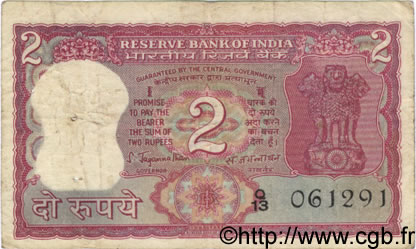 2 Rupees INDIA  1970 P.053a F-