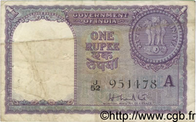 1 Rupee INDIA  1957 P.075b F