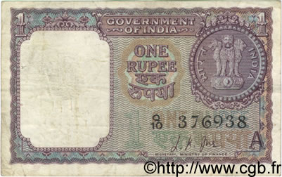 1 Rupee INDIA  1963 P.076a F