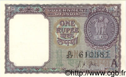 1 Rupee INDIA  1963 P.076a AU-