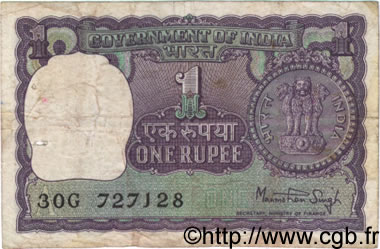 1 Rupee INDIA  1978 P.077v VG