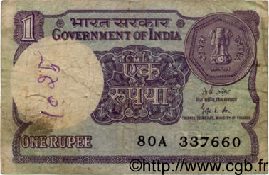 1 Rupee INDIA  1989 P.078Ad G