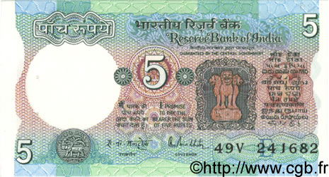 5 Rupees INDIA  1983 P.080l XF