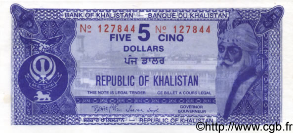 5 Dollars INDIA  1980 P.... UNC
