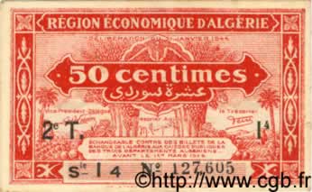 50 Centimes ALGÉRIE  1944 P.100 pr.SUP