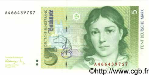 5 Deutsche Mark GERMAN FEDERAL REPUBLIC  1991 P.37 ST
