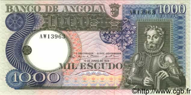 1000 Escudos ANGOLA  1973 P.108 ST