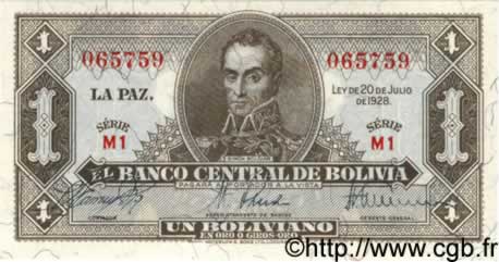 1 Boliviano BOLIVIEN  1928 P.128a ST