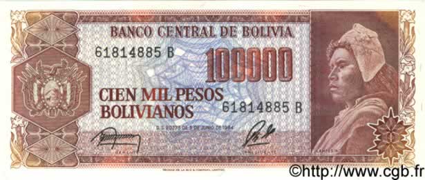 100000 Pesos Bolivianos BOLIVIE  1984 P.171 NEUF