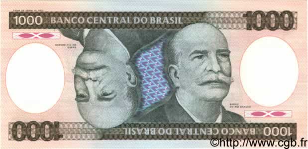 1000 Cruzeiros BRASILIEN  1985 P.201c ST