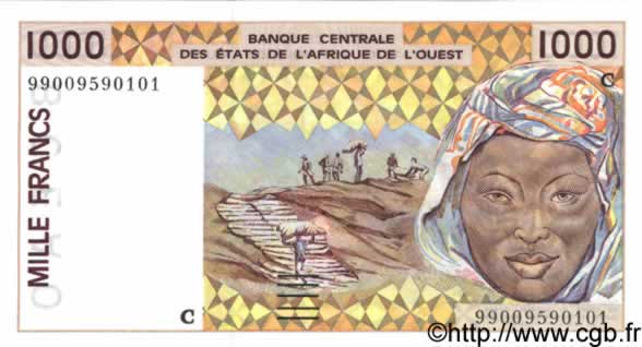 1000 Francs STATI AMERICANI AFRICANI  1999 P.311Cj FDC