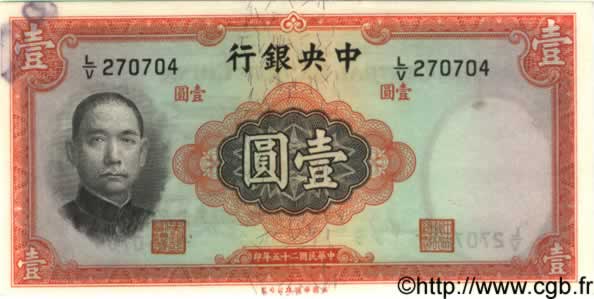 1 Yuan CHINE  1936 P.0216a SUP+