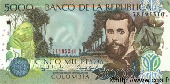 5000 Pesos COLOMBIA  1998 P.447b FDC