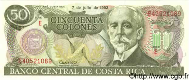 50 Colones COSTA RICA  1993 P.257 ST